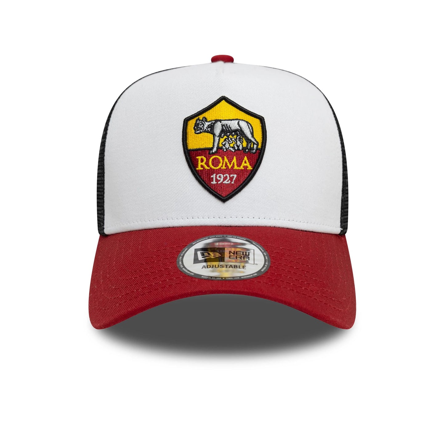 This is a AS Roma Core White 9FORTY E-Frame Adjustable Trucker Cap 2