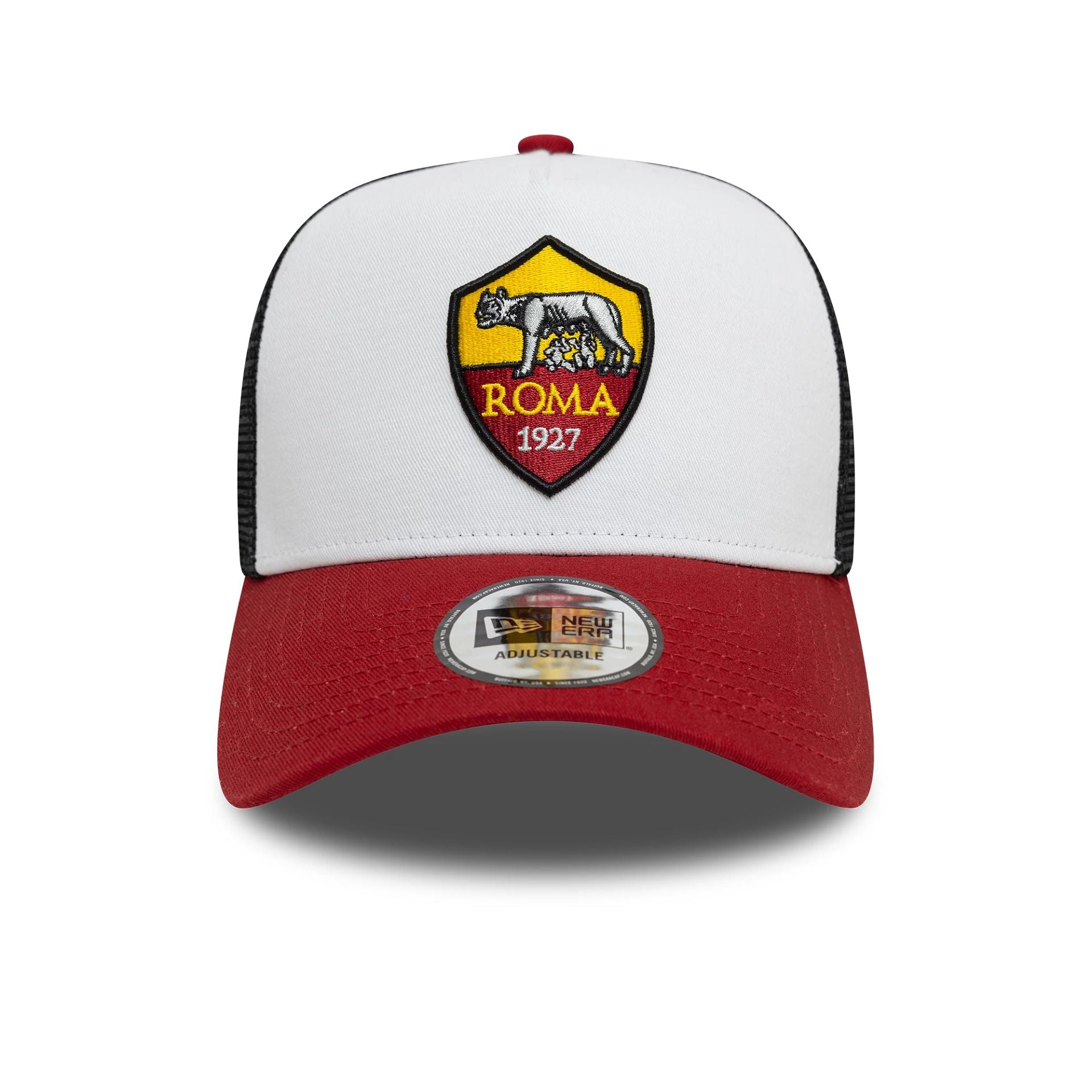 This is a AS Roma Core White 9FORTY E-Frame Adjustable Trucker Cap 2