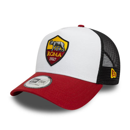 This is a AS Roma Core White 9FORTY E-Frame Adjustable Trucker Cap 1