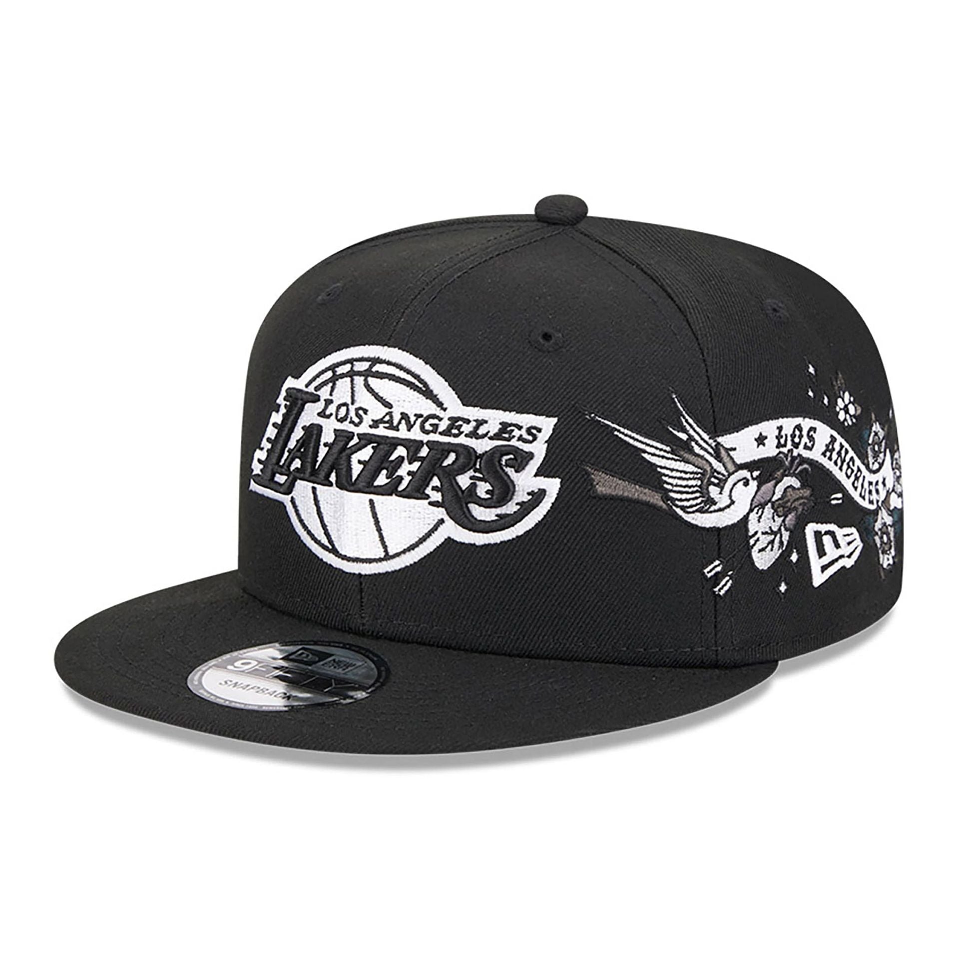 This is a LA Lakers City Art Black 9FIFTY Snapback Cap 1