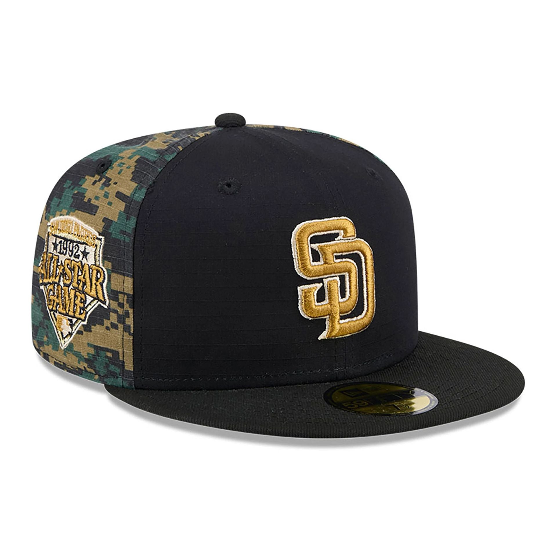 This is a San Diego Padres Digi Camo Black 59FIFTY Fitted Cap 1