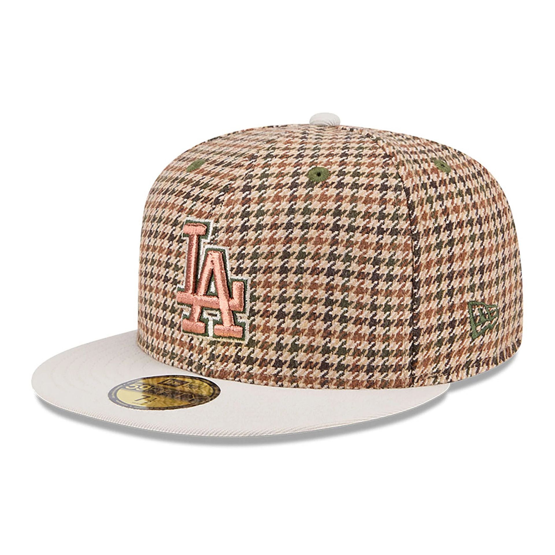 This is a LA Dodgers Houndstooth Brown 59FIFTY Fitted Cap 4