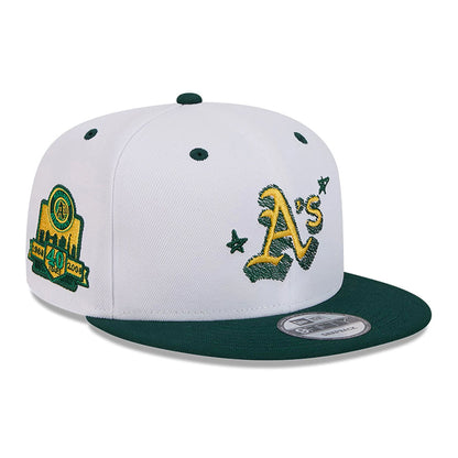 This is a Oakland Athletics Official Doodles White 9FIFTY Snapback Cap 1