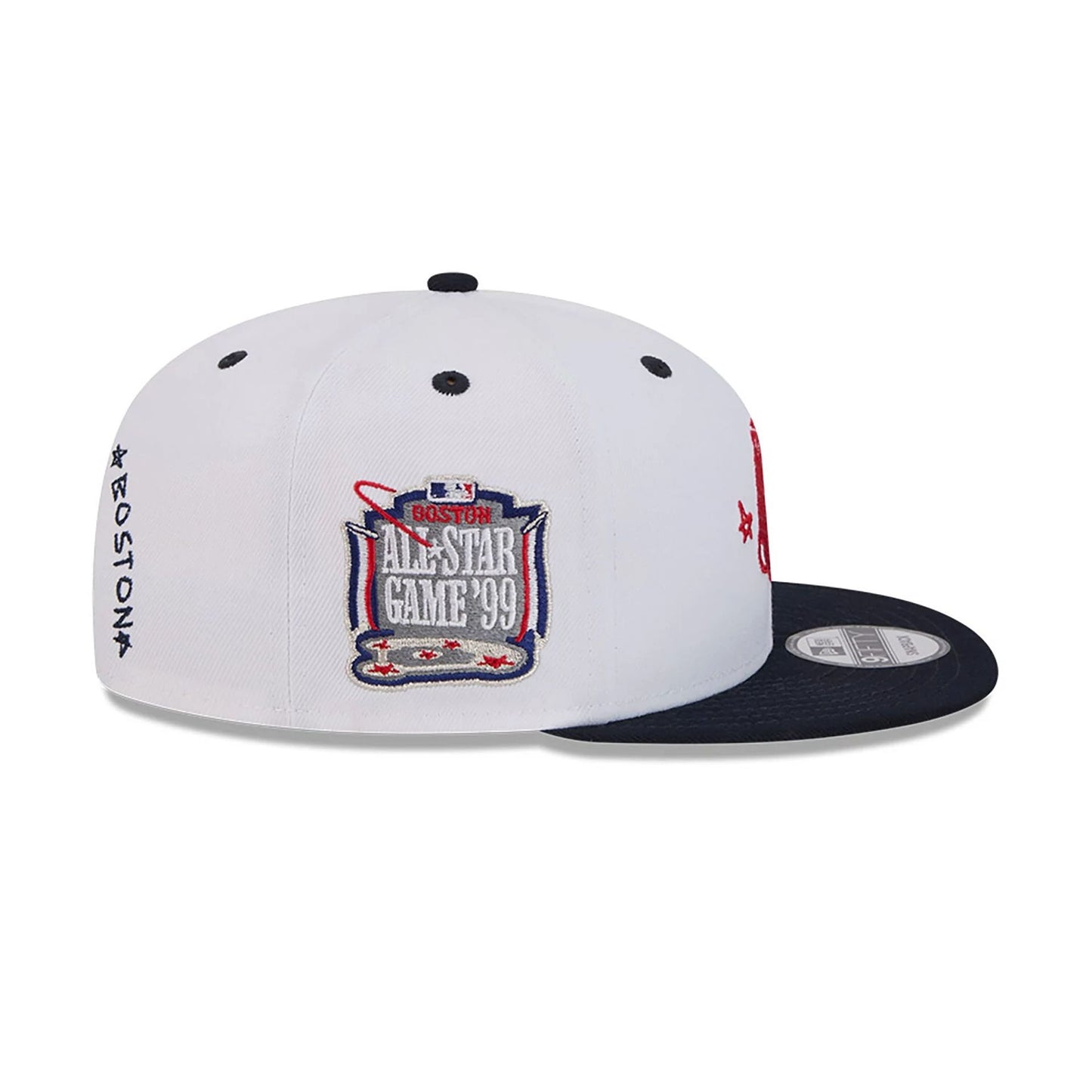 This is a Boston Red Sox Official Doodles White 9FIFTY Snapback Cap 6