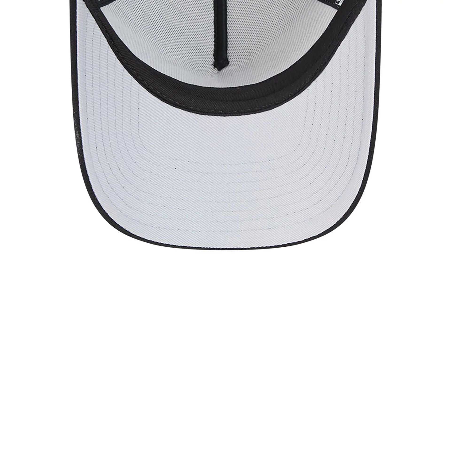 This is a Oakland Raiders Retro Wordmark Black 9FORTY A-Frame Trucker Adjustable Cap 2