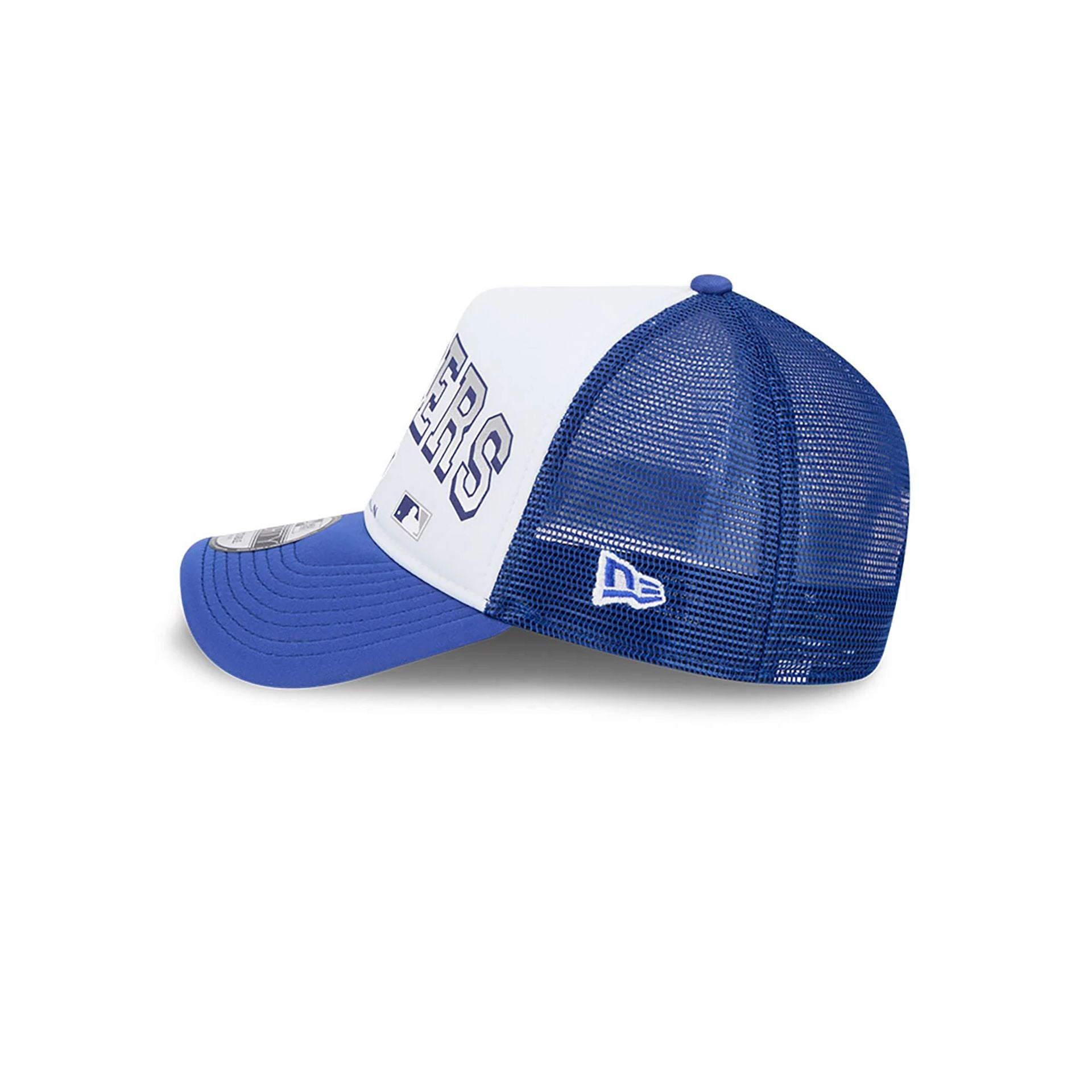 This is a LA Dodgers Retro Wordmark Blue 9FORTY A-Frame Trucker Adjustable Cap 7