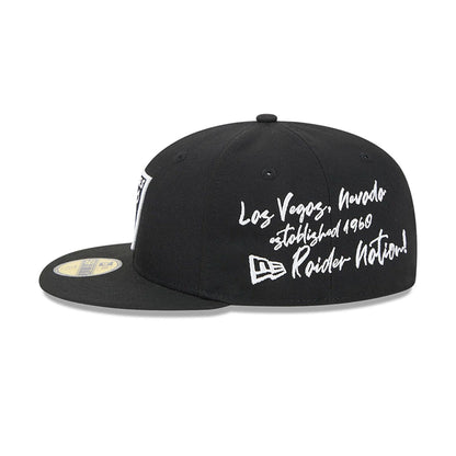 This is a Las Vegas Raiders Team Verbiage Black 59FIFTY Fitted Cap 7