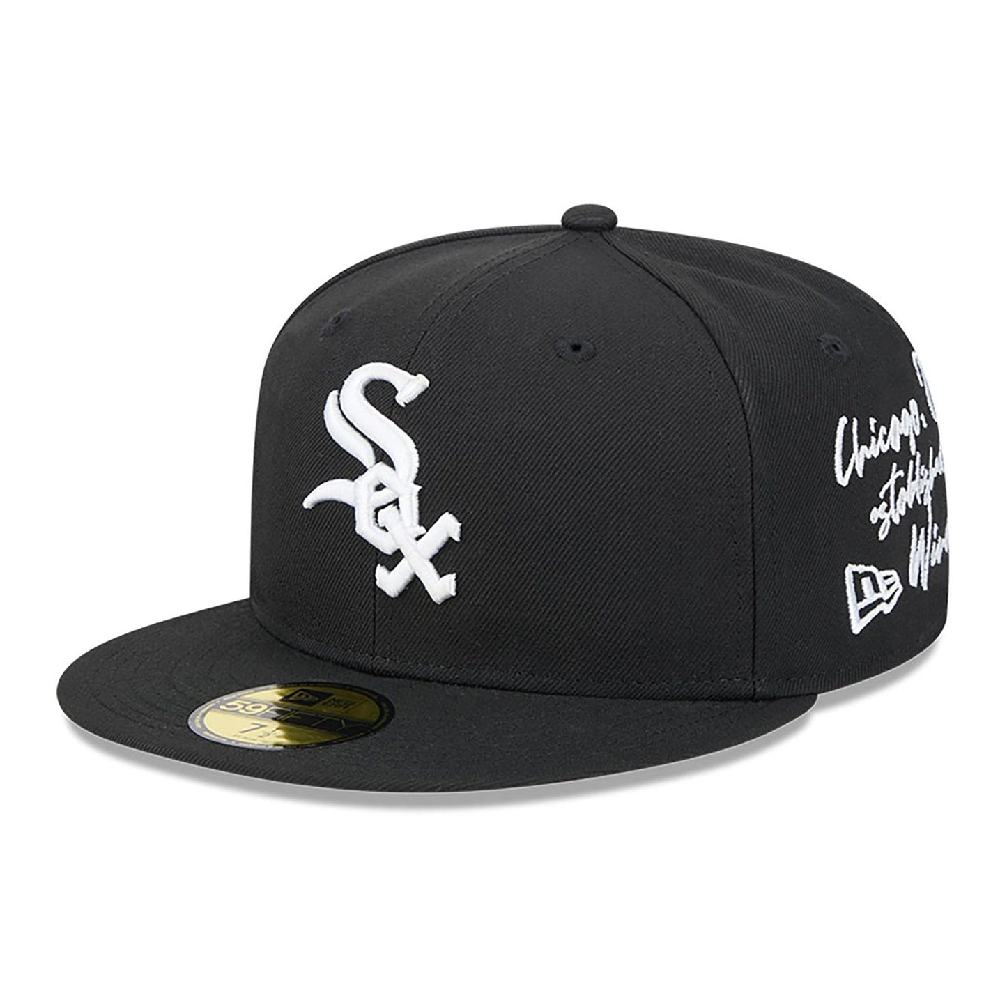 This is a Chicago White Sox Team Verbiage Black 59FIFTY Fitted Cap 1