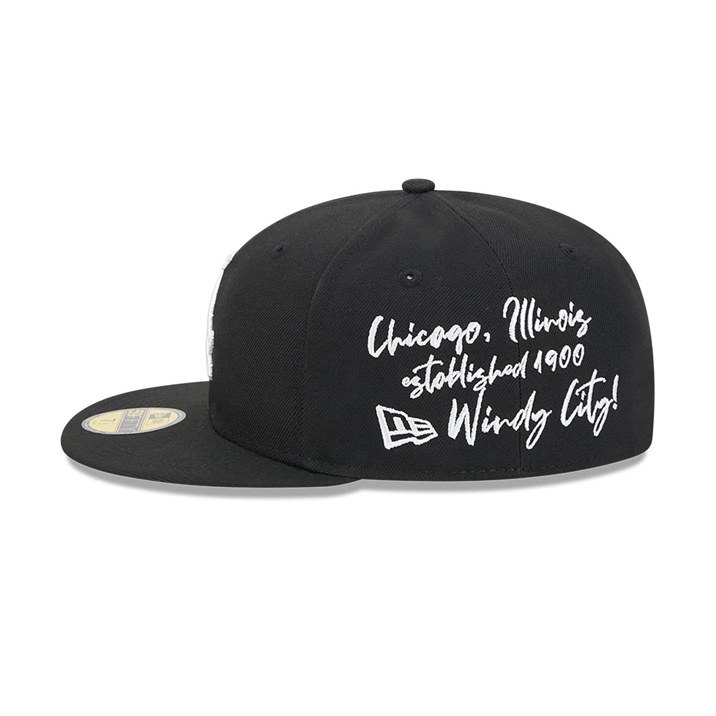 This is a Chicago White Sox Team Verbiage Black 59FIFTY Fitted Cap 7