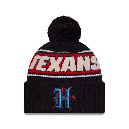 This is a Houston Texans NFL Sideline 2024 Navy Sport Knit Beanie Hat 1