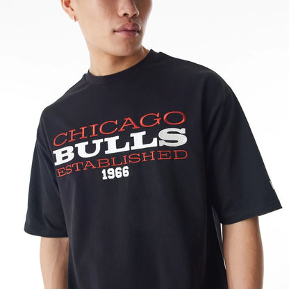 The Male model is wearing Chicago Bulls NBA Lifestyle Black T-Shirt  3