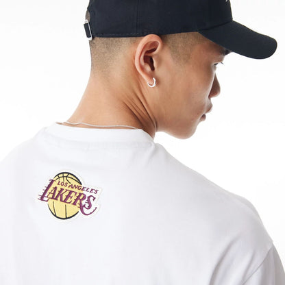 The Male model is wearing LA Lakers NBA Lifestyle White T-Shirt  2