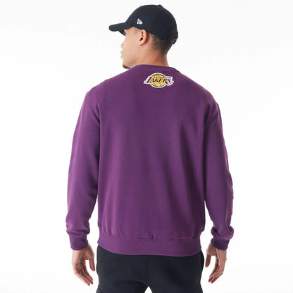 The Male model is wearing LA Lakers NBA Lifestyle Dark Purple Oversized Crew Neck Sweater  2