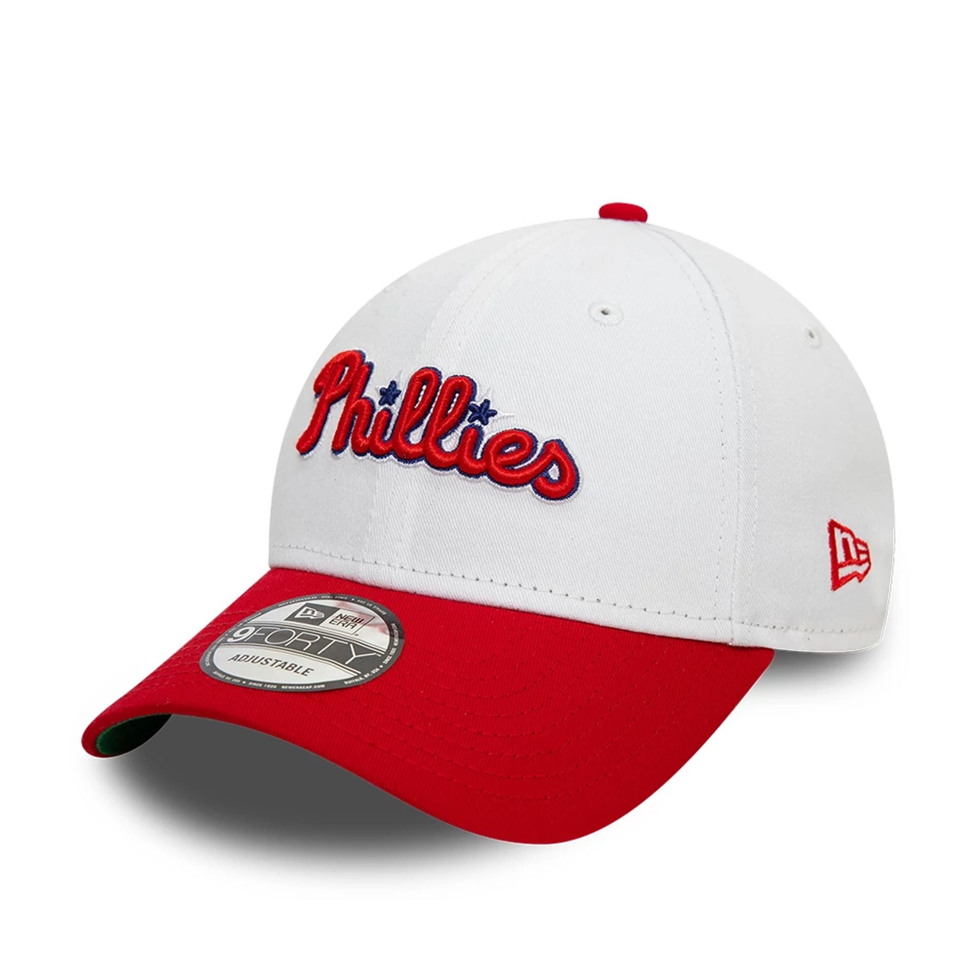 This is a Philadelphia Phillies MLB London Series 2024 Contrast White 9FORTY Adjustable Cap 1