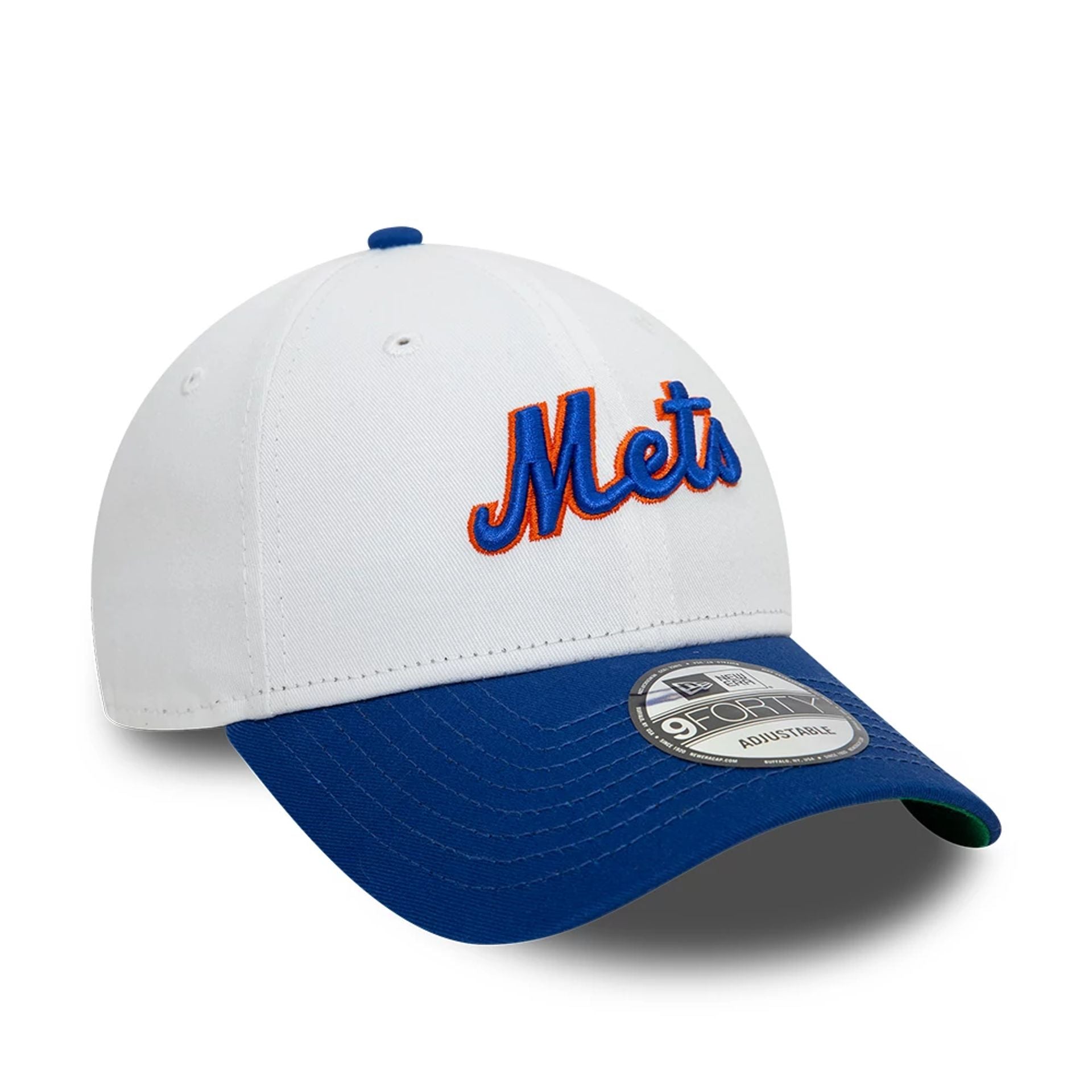 This is a New York Mets MLB London Series 2024 Contrast White 9FORTY Adjustable Cap 1