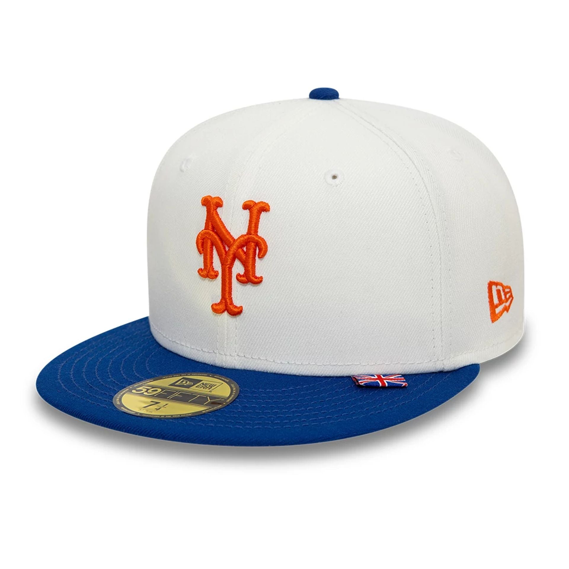 This is a New York Mets MLB London Series 2024 Contrast White 59FIFTY Fitted Cap 1