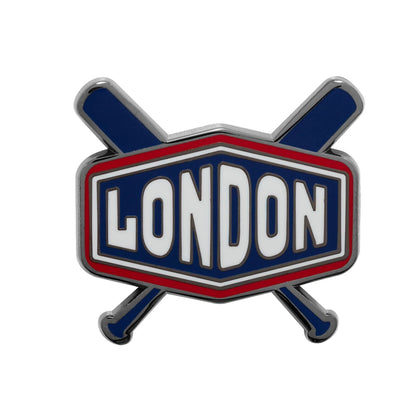 This is a New Era London Bats Blue Pin Badge 1