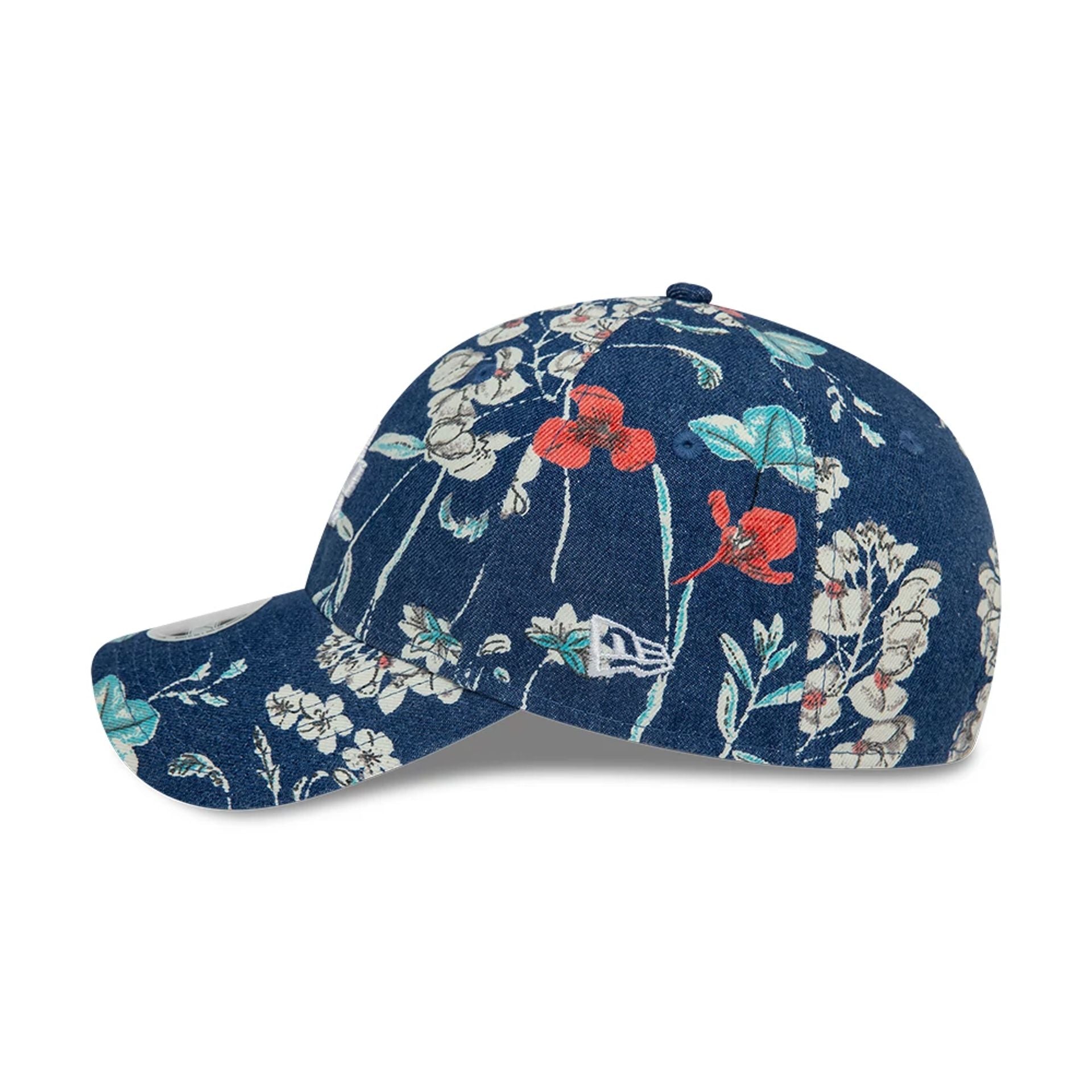 This is a LA Dodgers Womens Denim Floral Dark Blue 9FORTY Adjustable Cap 6