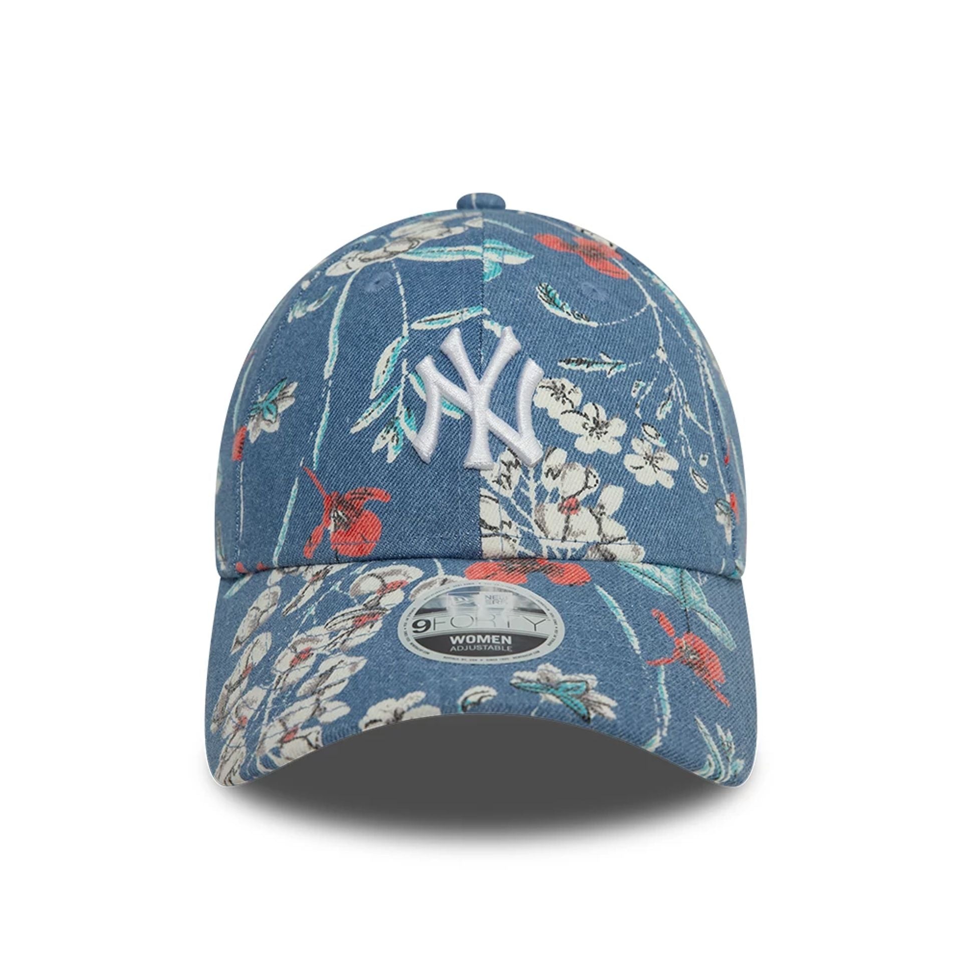 This is a New York Yankees Womens Denim Floral Blue 9FORTY Adjustable Cap 3