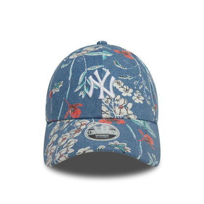 This is a New York Yankees Womens Denim Floral Blue 9FORTY Adjustable Cap 3