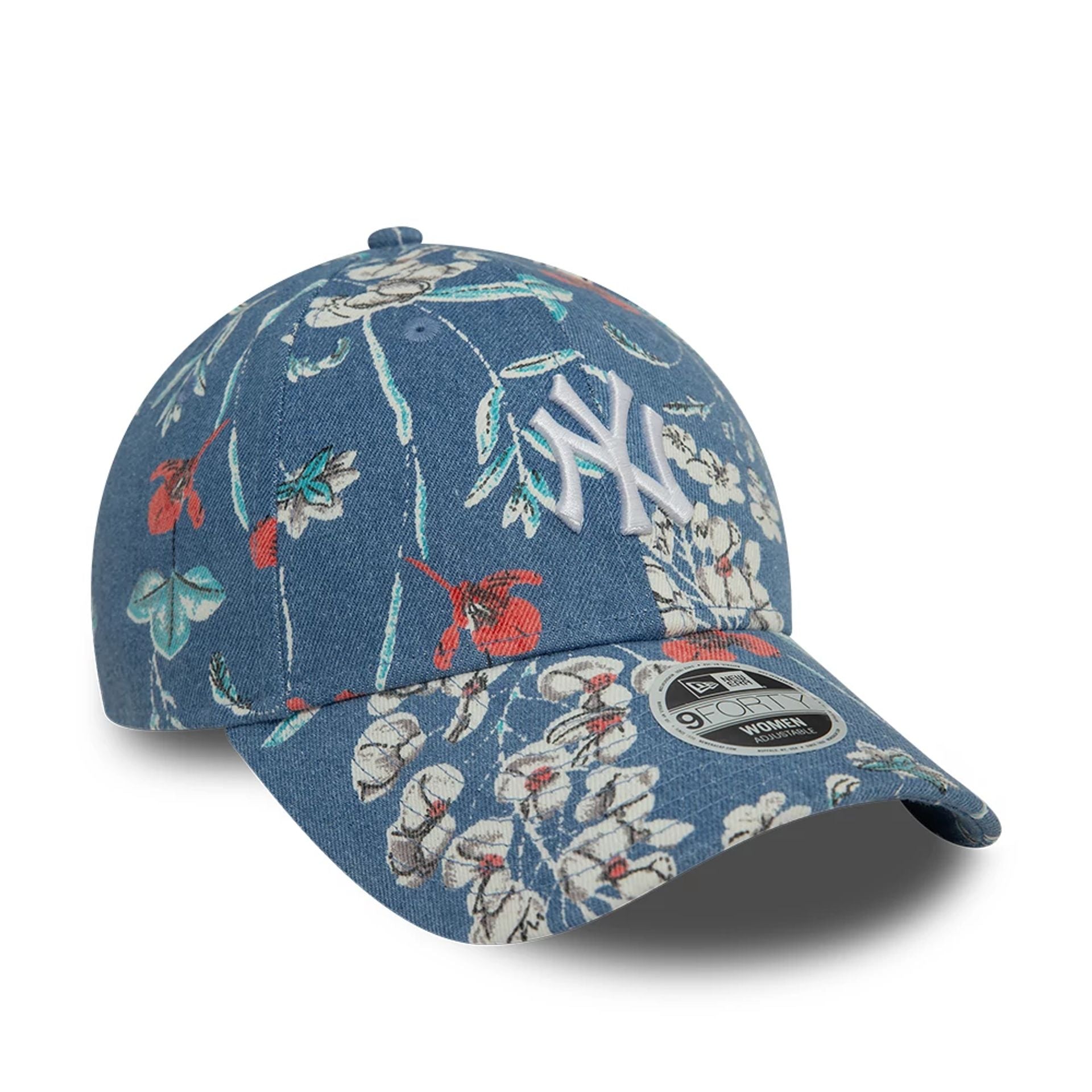 This is a New York Yankees Womens Denim Floral Blue 9FORTY Adjustable Cap 2