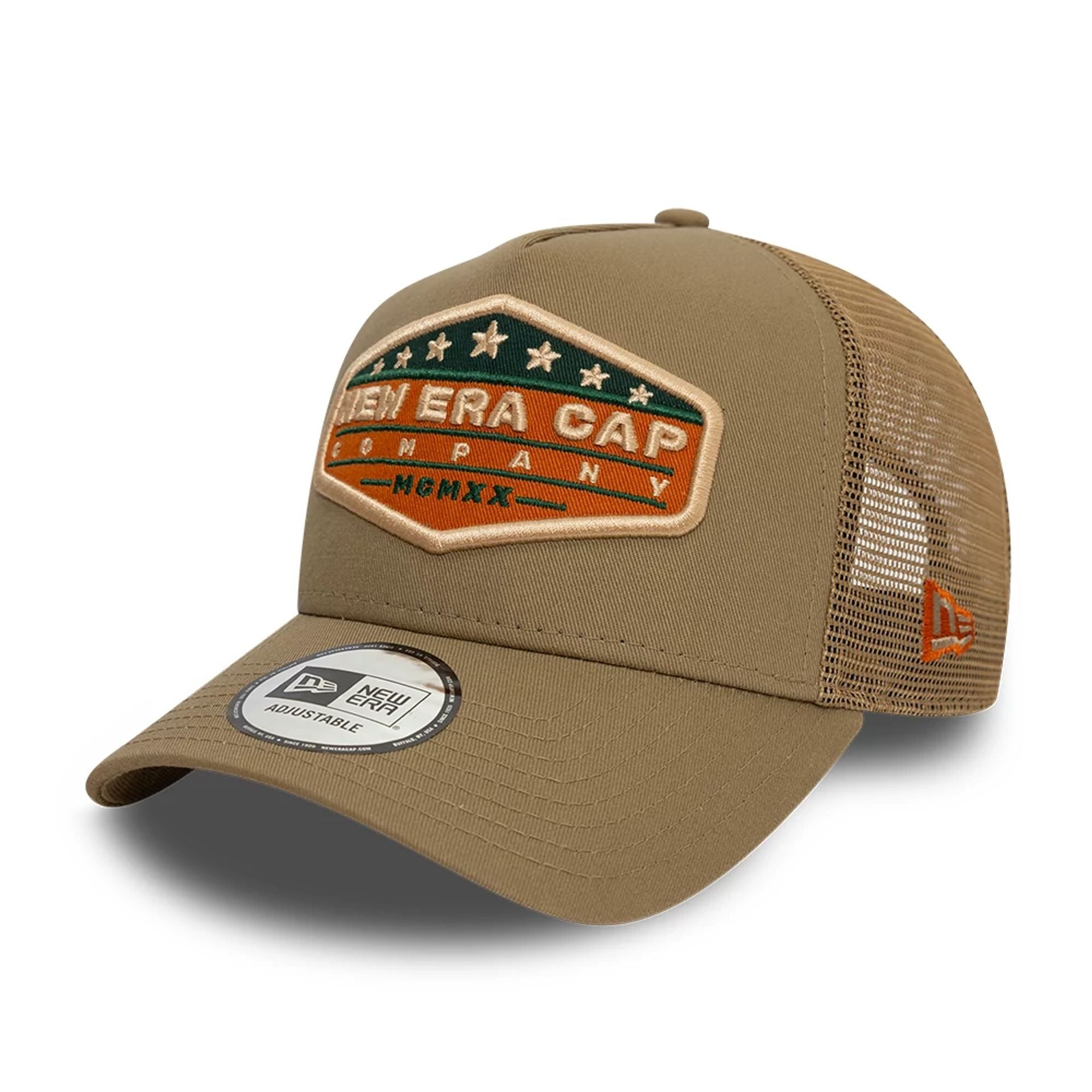 New Era Patch Beige 9FORTY A-Frame Trucker Adjustable Cap