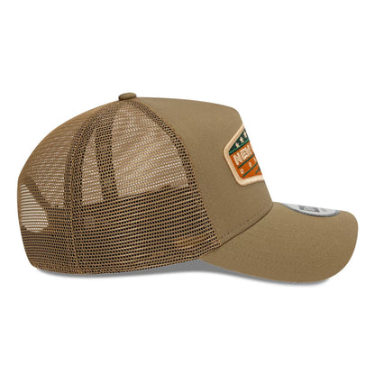 This is a New Era Patch Beige 9FORTY A-Frame Trucker Adjustable Cap 6