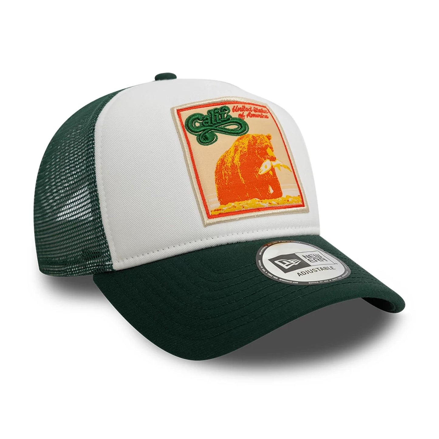 This is a New Era Patch Dark Green 9FORTY A-Frame Trucker Adjustable Cap 4