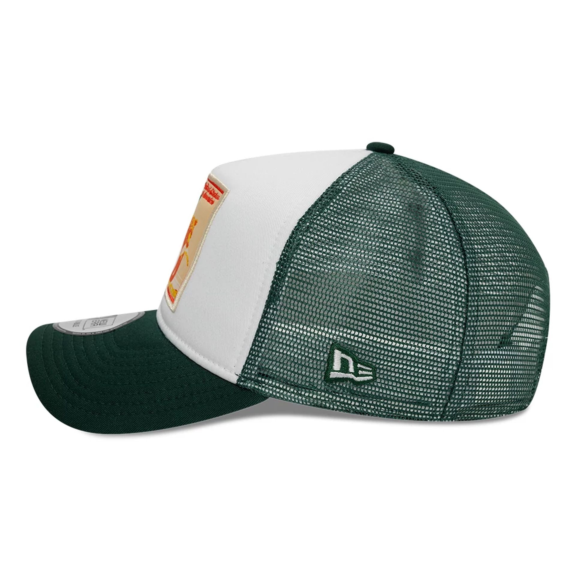 This is a New Era Patch Dark Green 9FORTY A-Frame Trucker Adjustable Cap 6