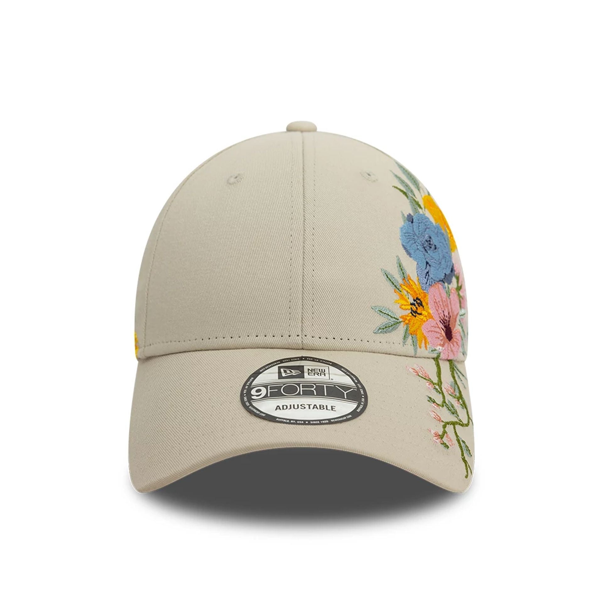 This is a New Era Floral Light Beige 9FORTY Adjustable Cap 3