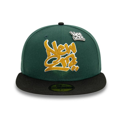 This is a New Era Front Script Dark Green 59FIFTY Fitted Cap 5