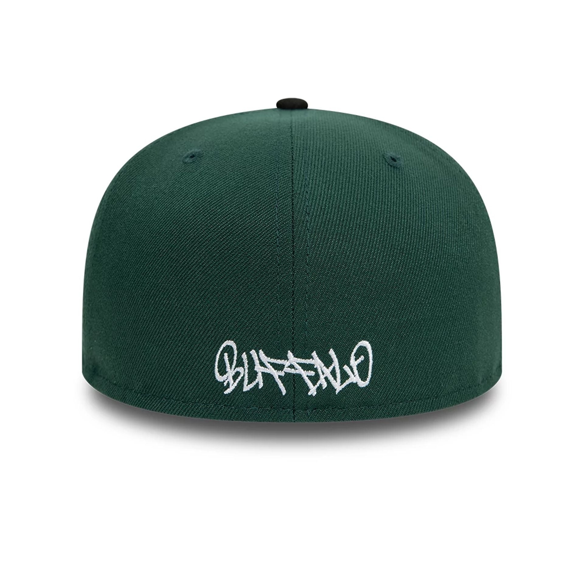 This is a New Era Front Script Dark Green 59FIFTY Fitted Cap 2