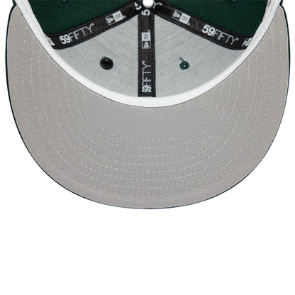 This is a New Era Front Script Dark Green 59FIFTY Fitted Cap 6