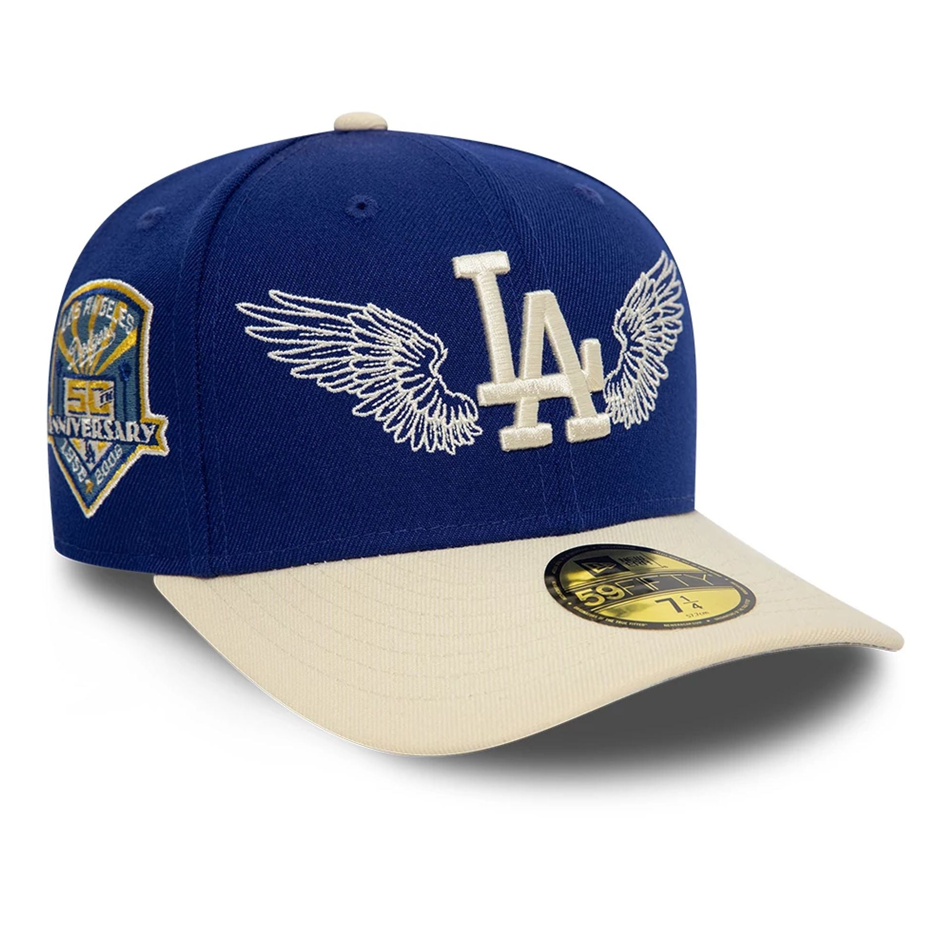 This is a LA Dodgers Team Wings Dark Blue 59FIFTY Fitted Cap 1