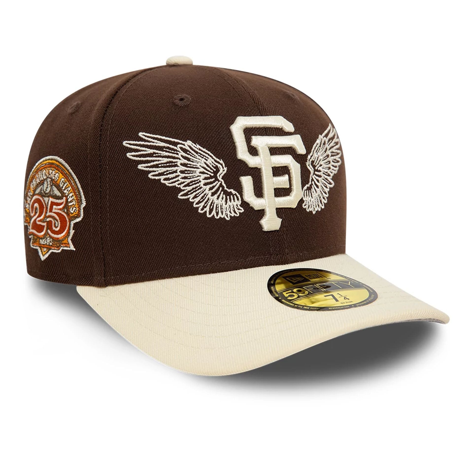 This is a San Francisco Giants Team Wings Dark Brown 59FIFTY Fitted Cap 1