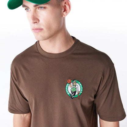 The Male model is wearing Boston Celtics League Essential Dark Brown Oversized T-Shirt  3