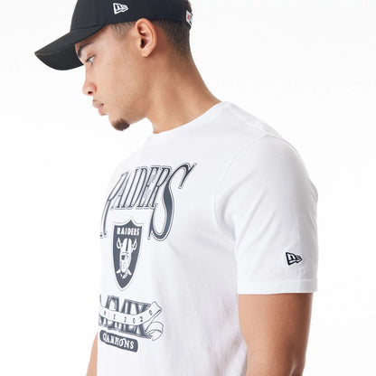 The Male model is wearing Las Vegas Raiders NFL Champions Graphic White T-Shirt 5