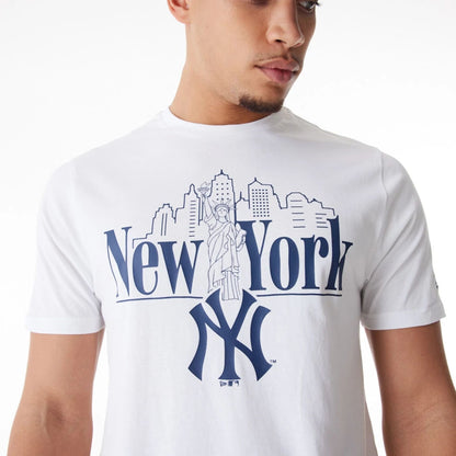 The Male model is wearing New York Yankees MLB Graphic White T-Shirt 3