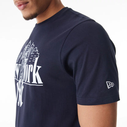 The Male model is wearing New York Yankees MLB Graphic Navy T-Shirt 5