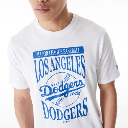 The Male model is wearing LA Dodgers MLB Baseball Stack White T-Shirt 5