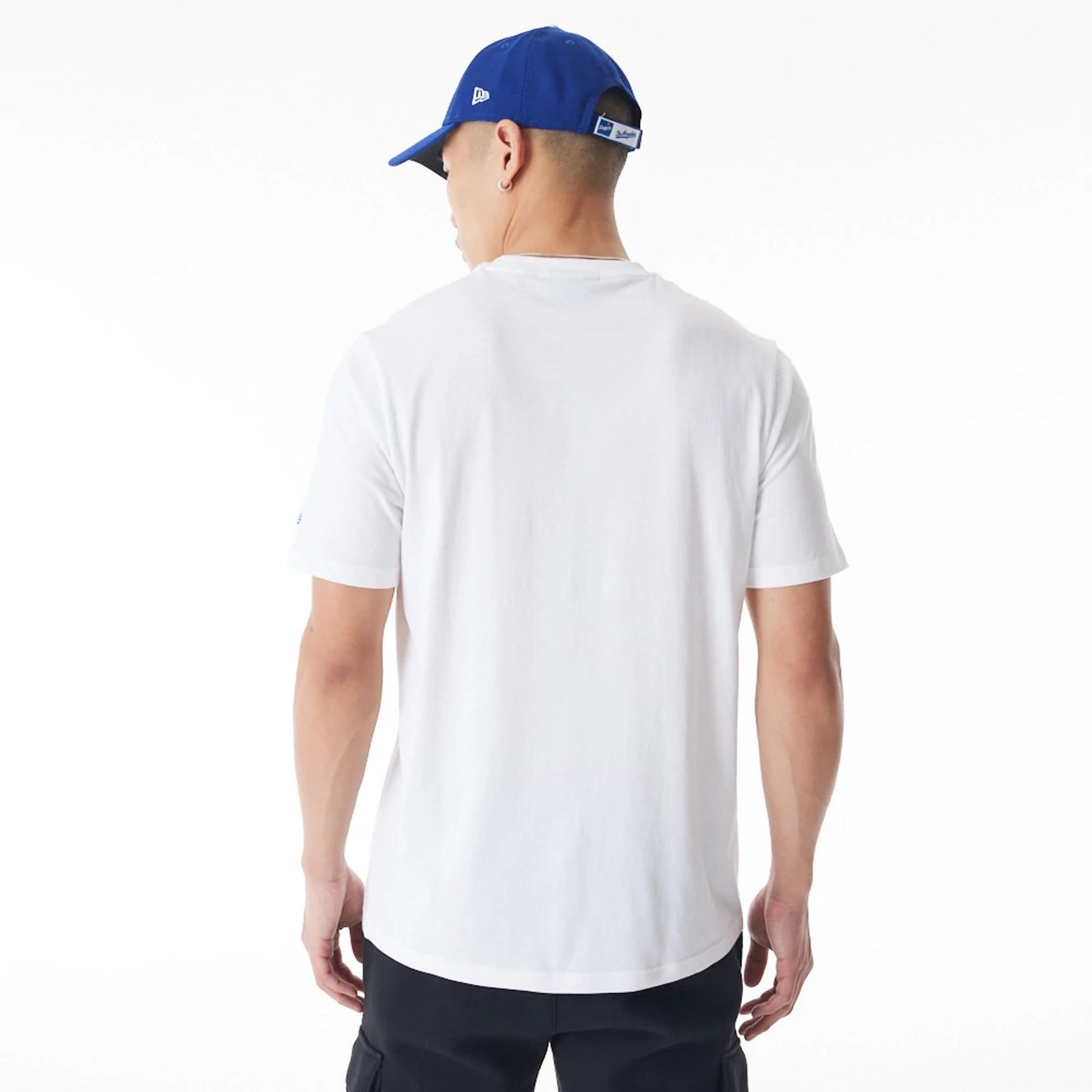 The Male model is wearing LA Dodgers MLB Baseball Stack White T-Shirt 3