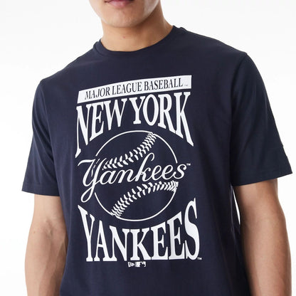 The Male model is wearing New York Yankees MLB Baseball Stack Navy T-Shirt 2