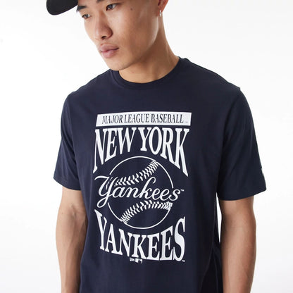 The Male model is wearing New York Yankees MLB Baseball Stack Navy T-Shirt 4