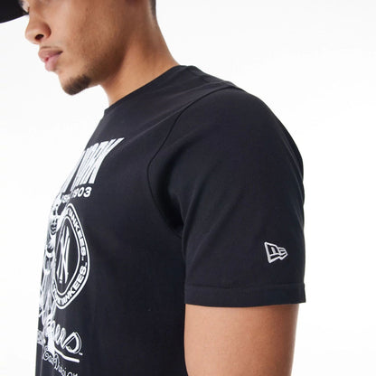 The Male model is wearing New York Yankees MLB Distressed Graphic Black T-Shirt 3