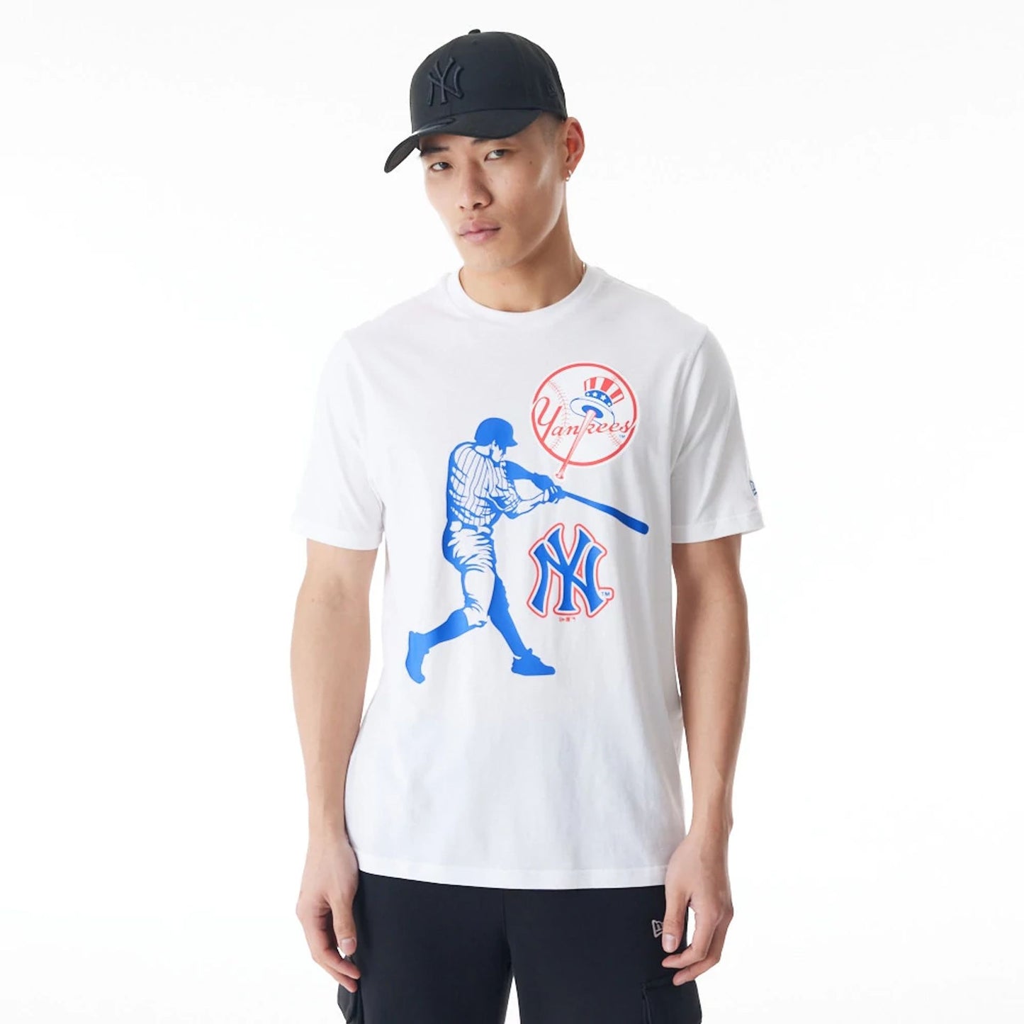 The Male model is wearing New York Yankees NFL Player Graphic White T-Shirt 1