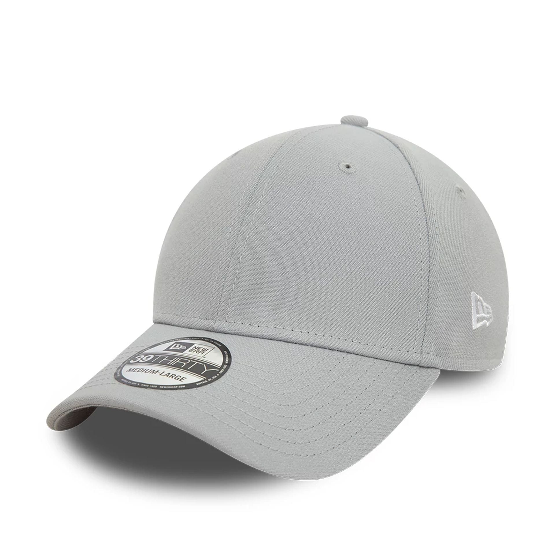 This is a New Era Flagged Essential Grey 39THIRTY Stretch Fit Cap 1