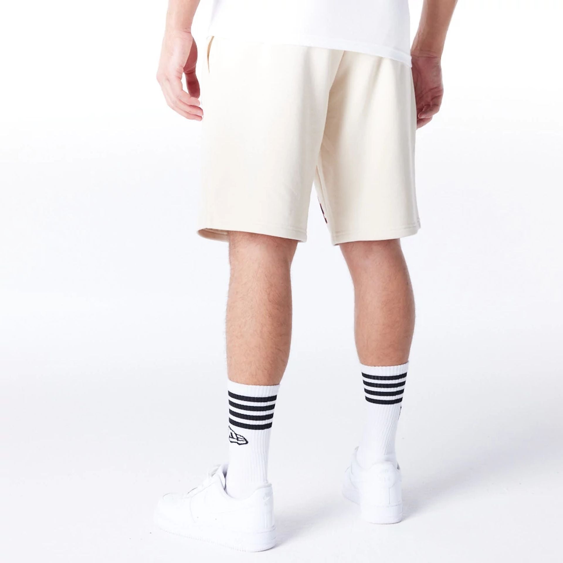 The Male model is wearing LA Dodgers MLB Lifestyle Light Beige Shorts  5