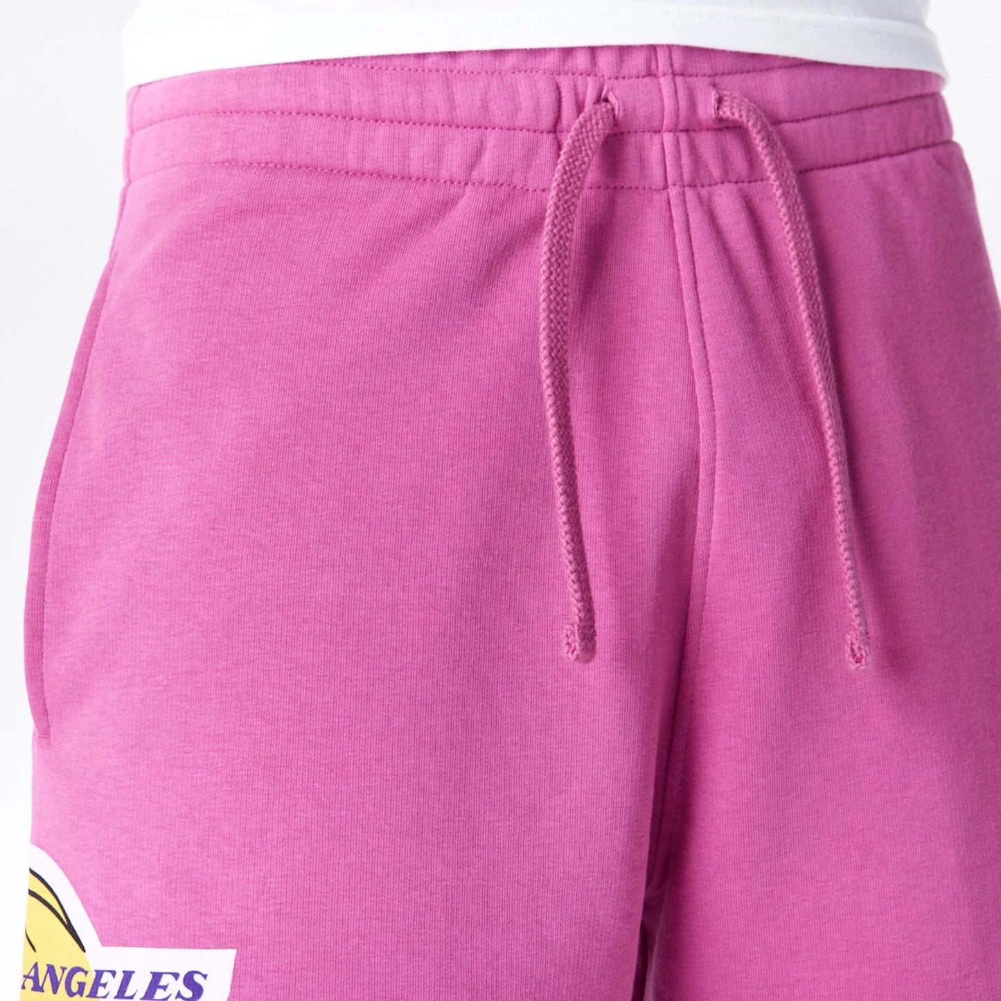 The Male model is wearing LA Lakers NBA Bubble Script Purple Shorts  8