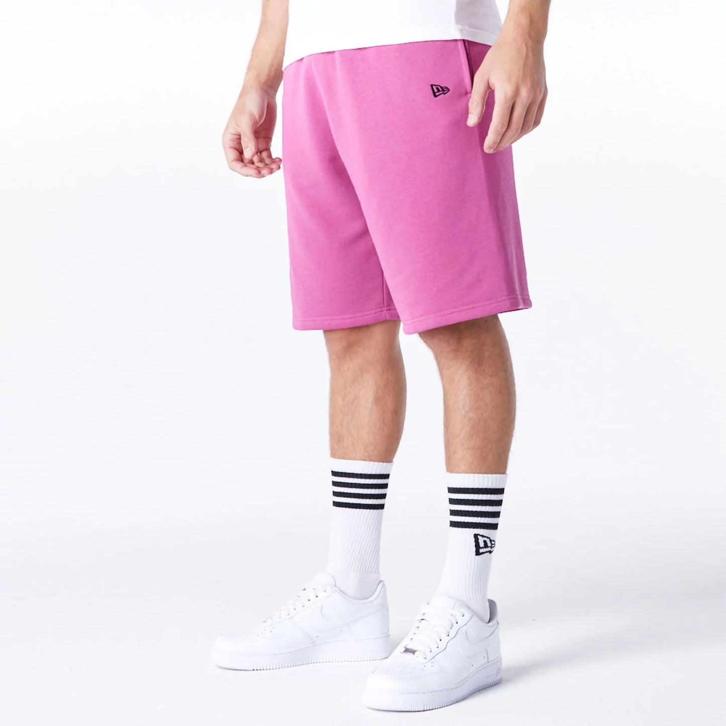 The Male model is wearing LA Lakers NBA Bubble Script Purple Shorts  7