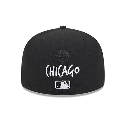 This is a Chicago Cubs MLB Hi Vis Doodles Black 59FIFTY Fitted Cap 5